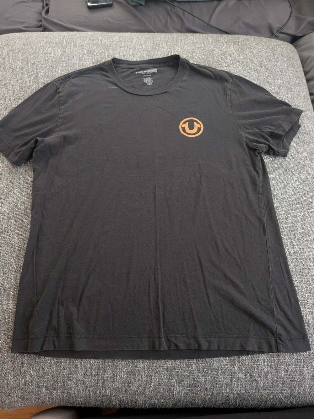 True Religion Black Buddha Guitar Graphic Short Sleeve T-Shirt